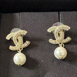 Chanel CC Logo Stud Earrings